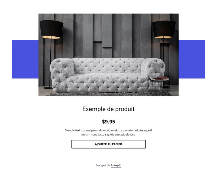 Détails du produit du canapé confortable Modèle HTML5