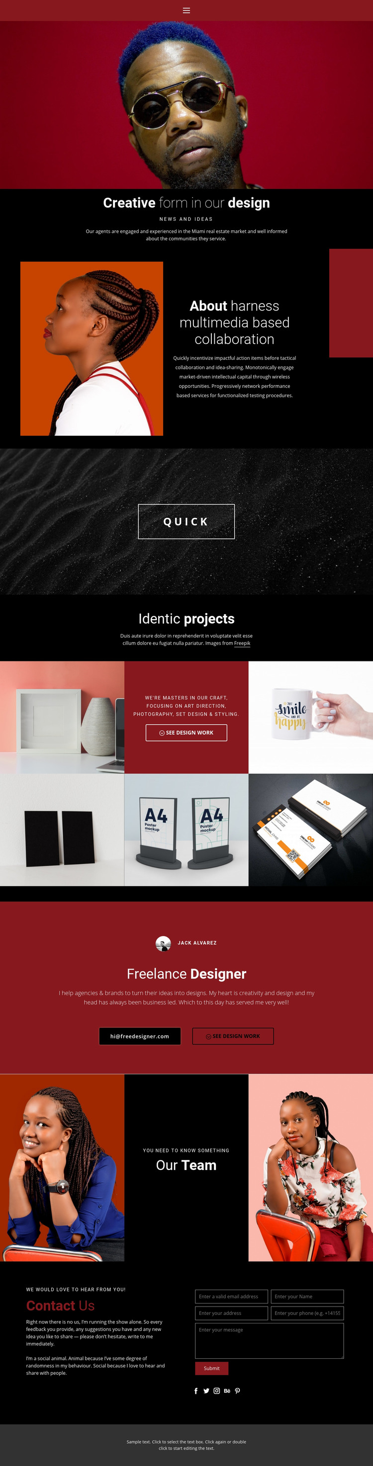Creative form in design Homepage Design