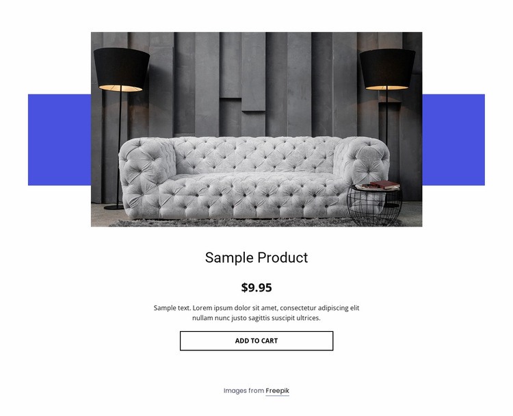 Cozy sofa product details Html Code Example