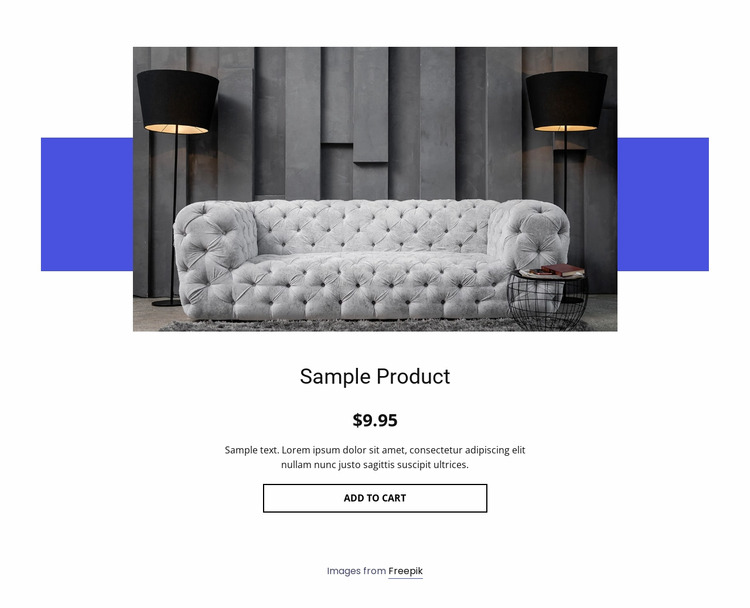 Cozy sofa product details Html Website Builder