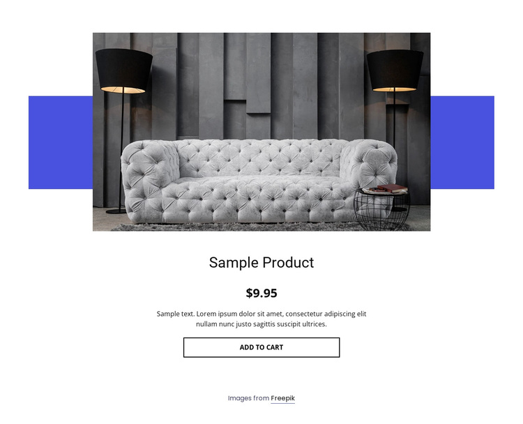 Cozy sofa product details Joomla Page Builder