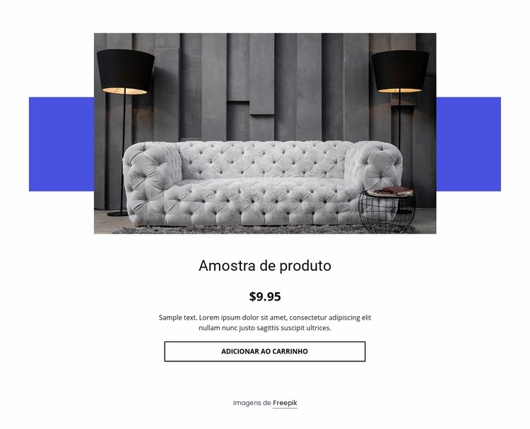 Detalhes do produto sofá aconchegante Construtor de sites HTML