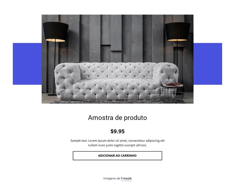 Detalhes do produto sofá aconchegante Landing Page