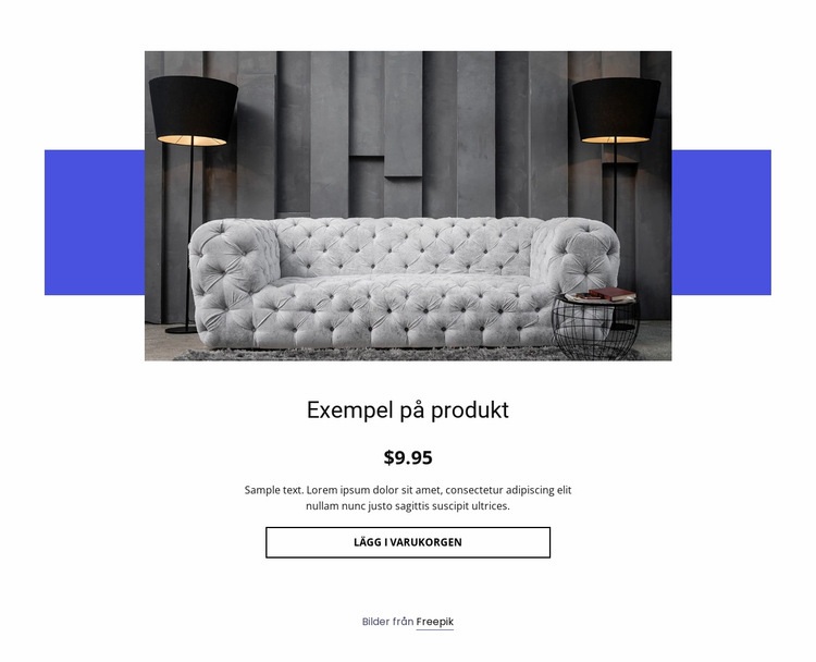 Mysig soffa produktinformation Hemsidedesign