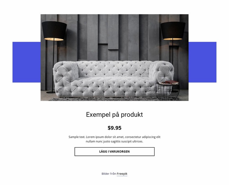 Mysig soffa produktinformation HTML-mall