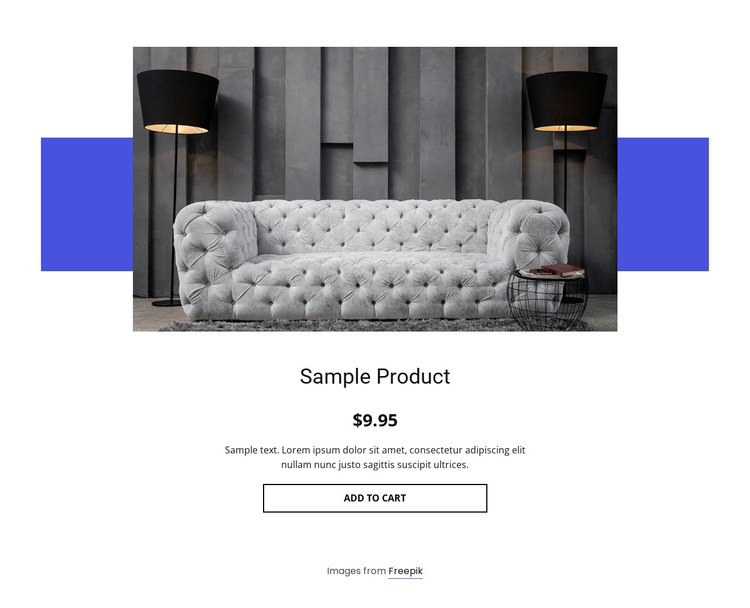 Cozy sofa product details Website Builder Software