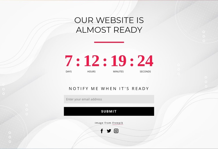 Online countdown timer Website Mockup