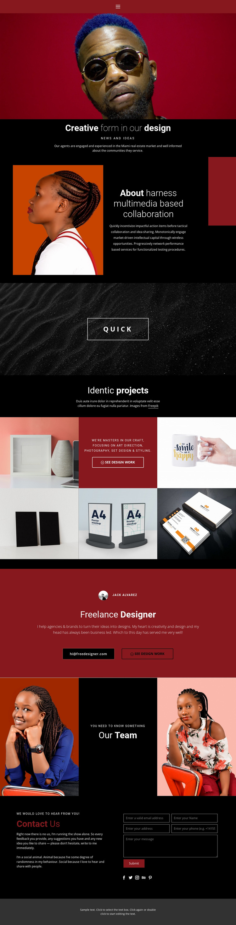 Creative form in design Website Mockup