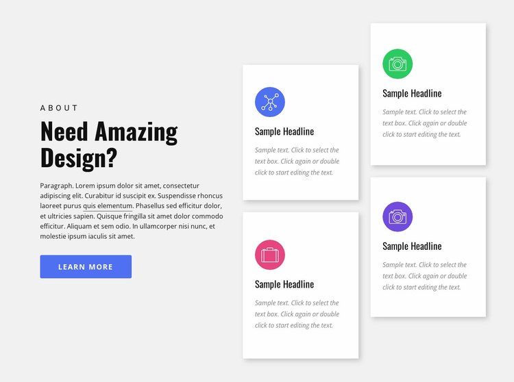 Design agency services Landing Page