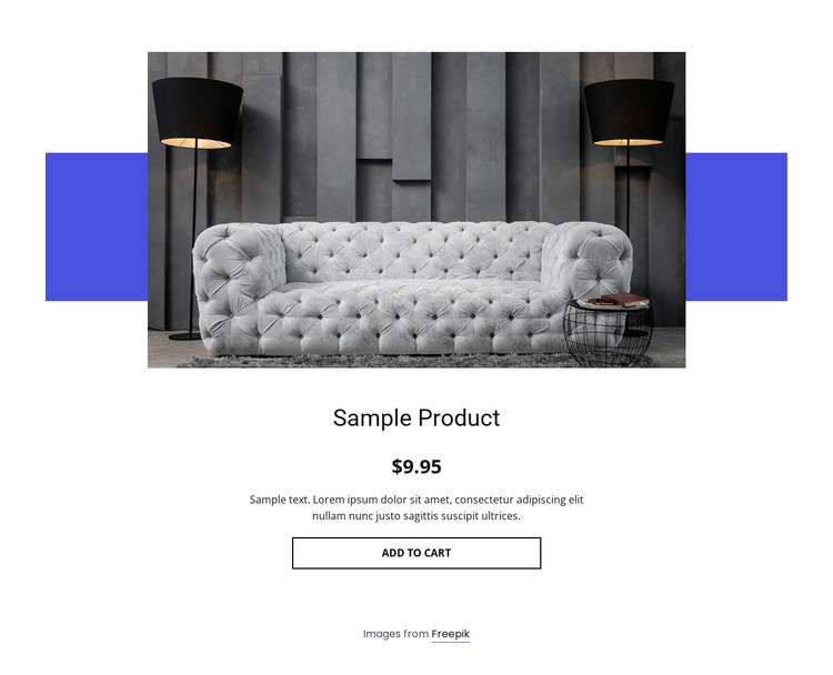 Cozy sofa product details WordPress Website Builder