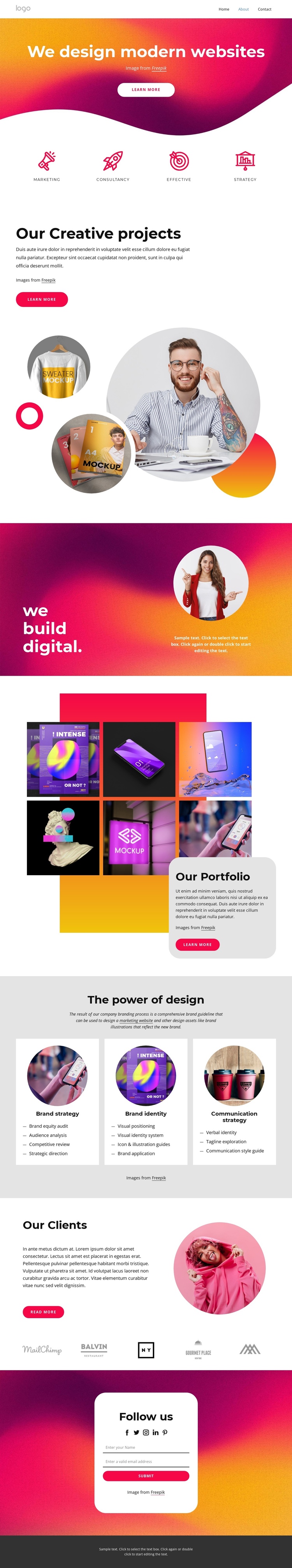 We design modern websites One Page Template