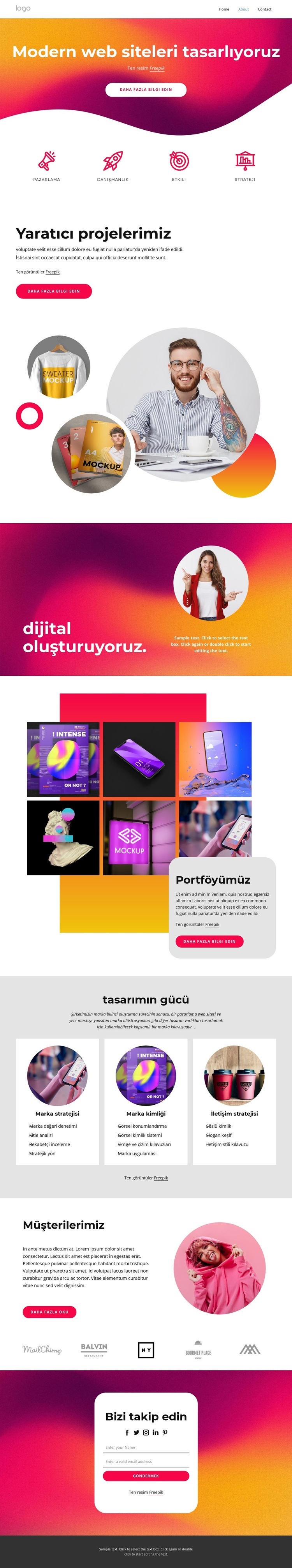 Modern web siteleri tasarlıyoruz Açılış sayfası