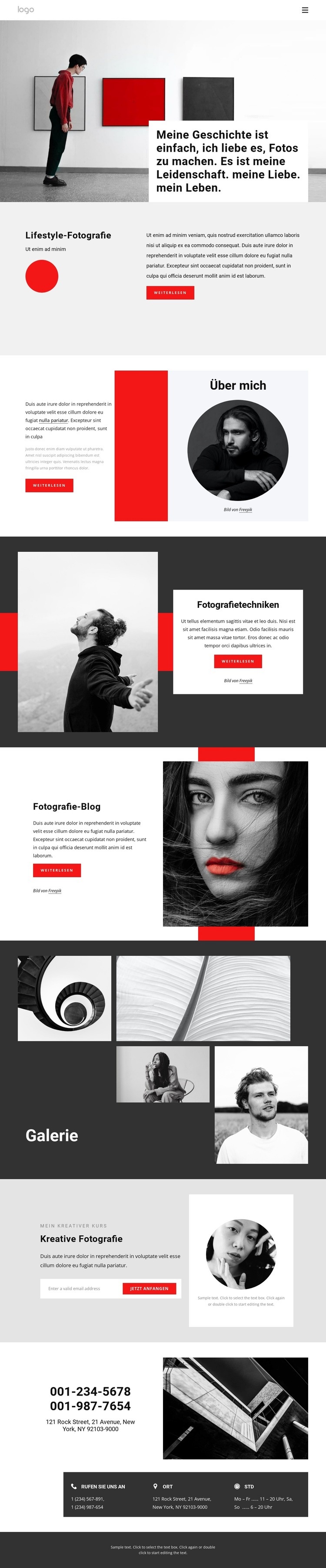 Ich bin ein professioneller Fotograf Website Builder-Vorlagen