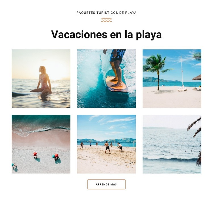vacaciones en la playa Diseño de páginas web