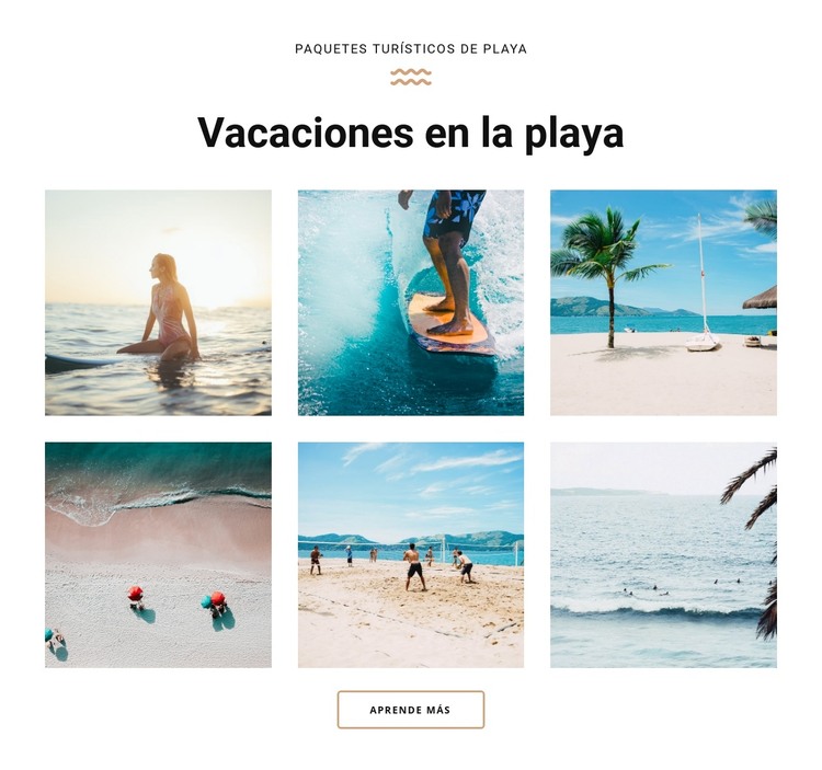vacaciones en la playa Plantilla HTML