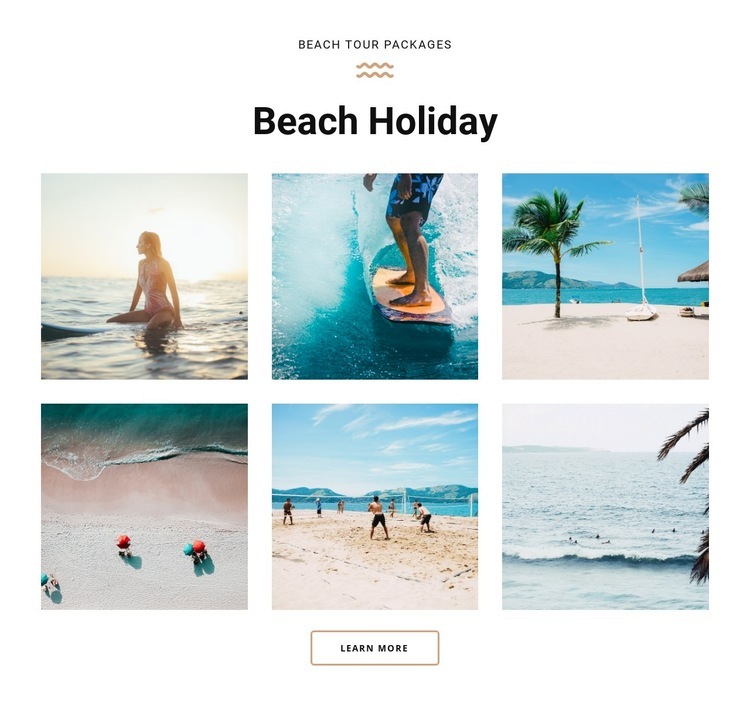 Beach holidays Web Page Design