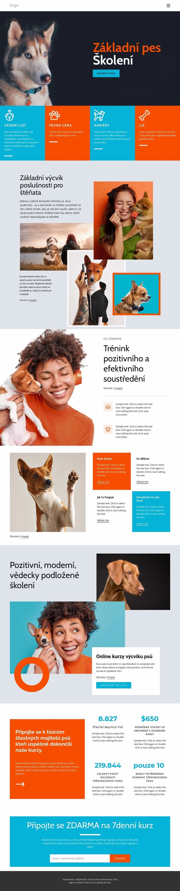 Kurzy výcviku psů Šablona webové stránky