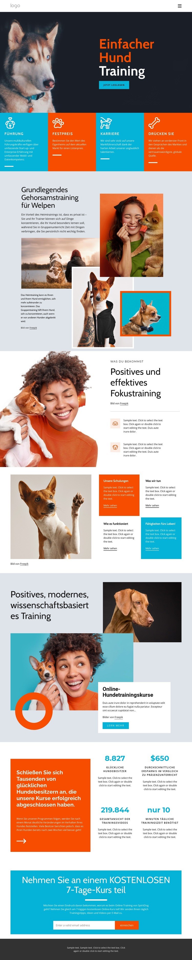 Hundetrainingskurse HTML5-Vorlage