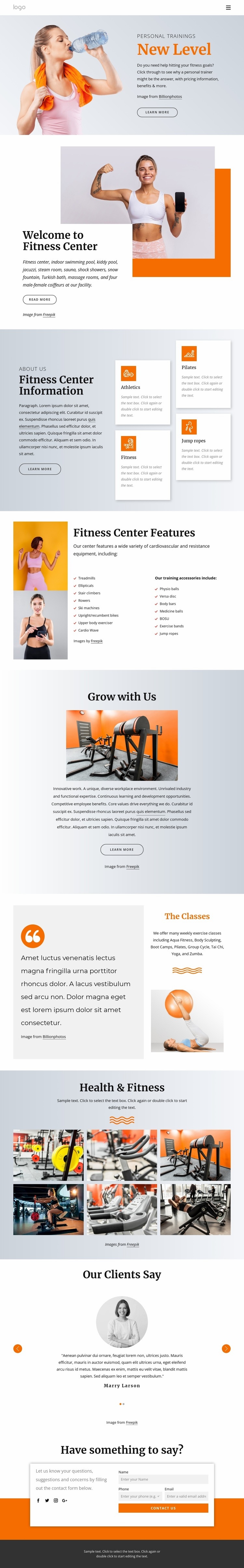 24 hour fitness center Homepage Design