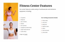Fitness Center Features Html Code Example