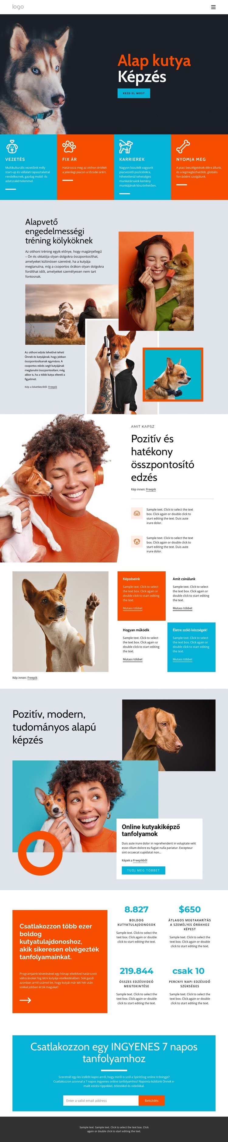 Kutyaképző tanfolyamok WordPress Téma