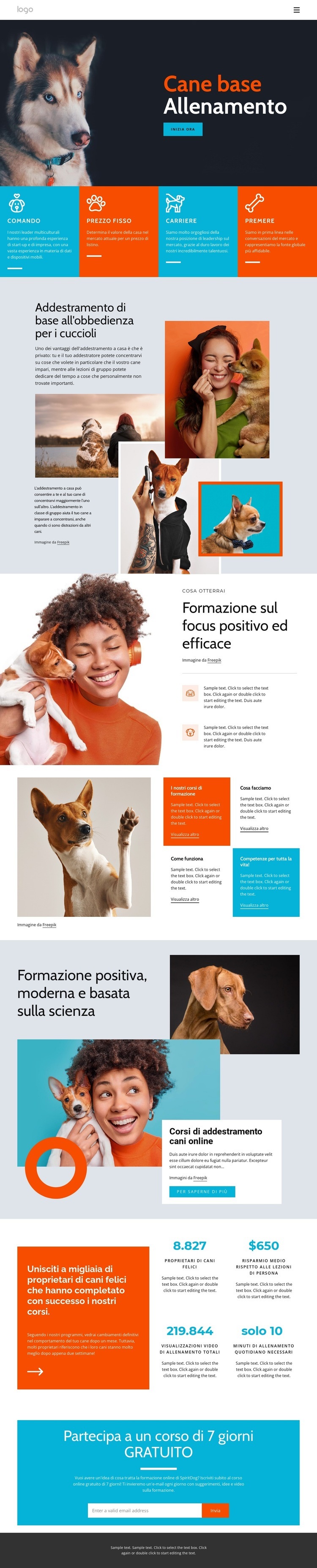 Corsi di addestramento per cani Progettazione di siti web