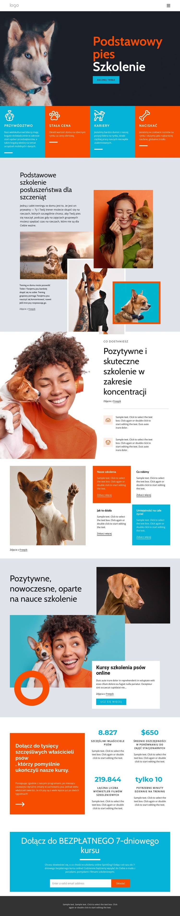 Szkolenia psów Szablony do tworzenia witryn internetowych