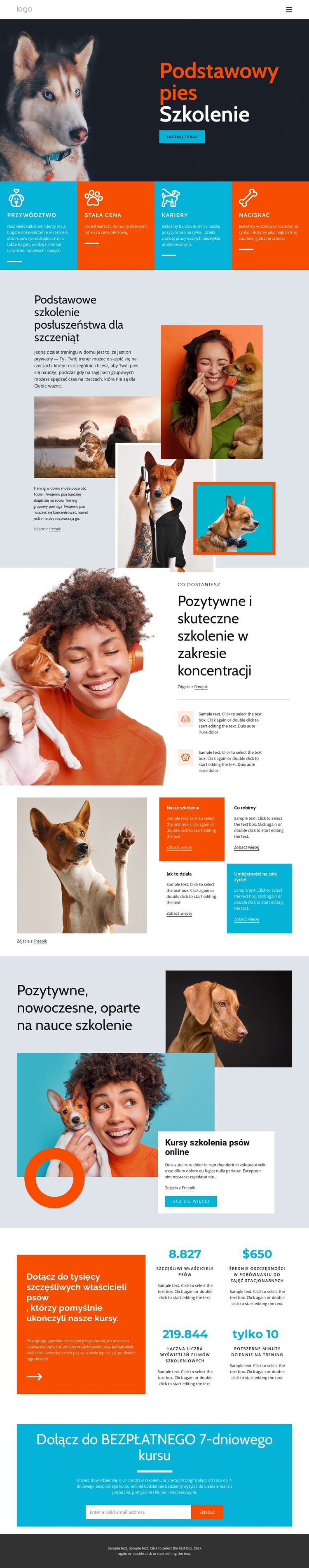 Szkolenia psów Szablon witryny sieci Web