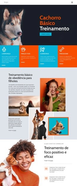 Cursos De Treinamento De Cães - Maquete De Funcionalidade Do Site