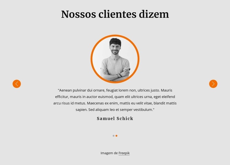 Veja depoimentos de nossos clientes Modelo de uma página