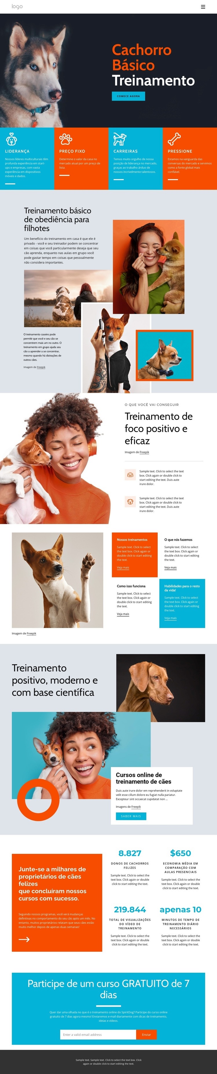 Cursos de treinamento de cães Modelo de uma página