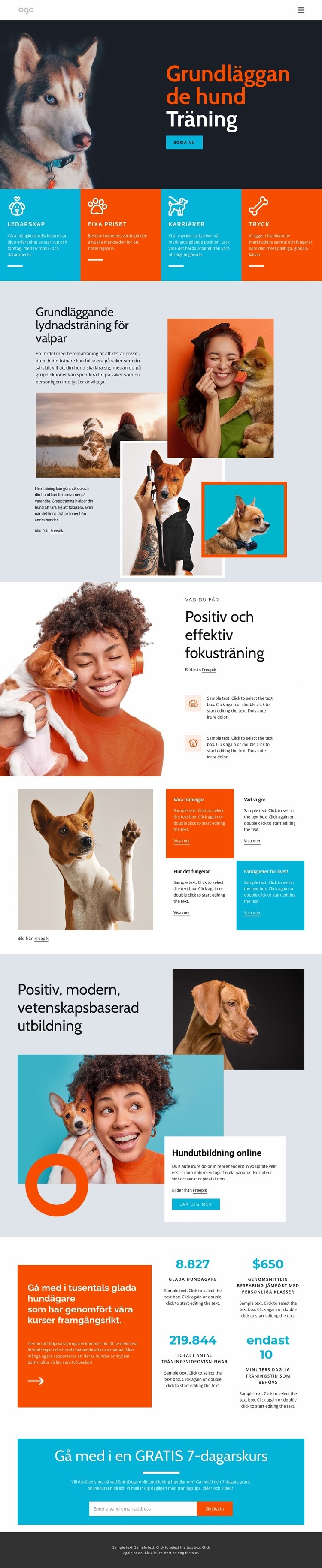 Hundträningskurser Webbplats mall