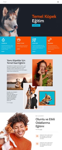 Köpek Eğitim Kursları HTML CSS Web Sitesi Şablonu