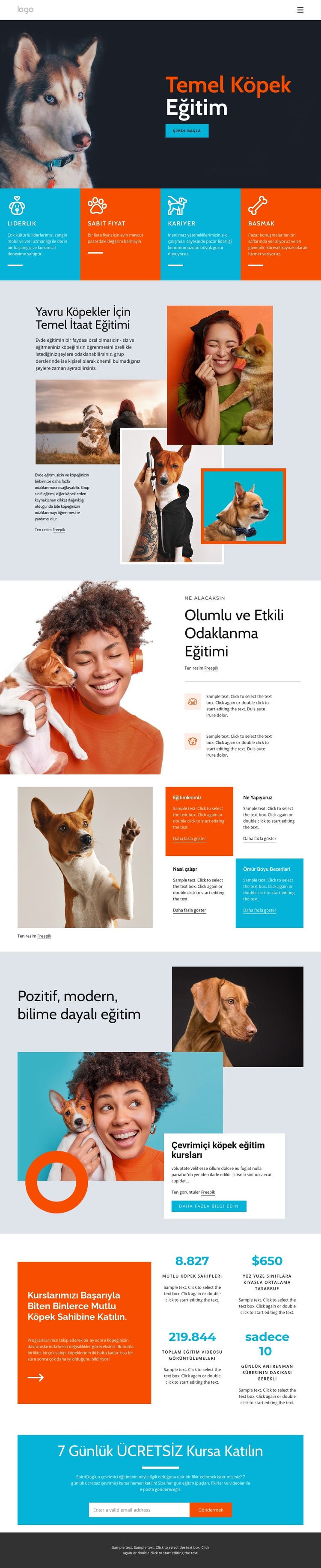 Köpek eğitim kursları HTML Şablonu