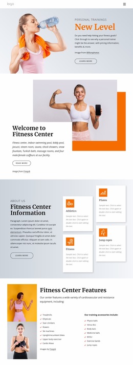 24 Hour Fitness Center Parallax Scrolling