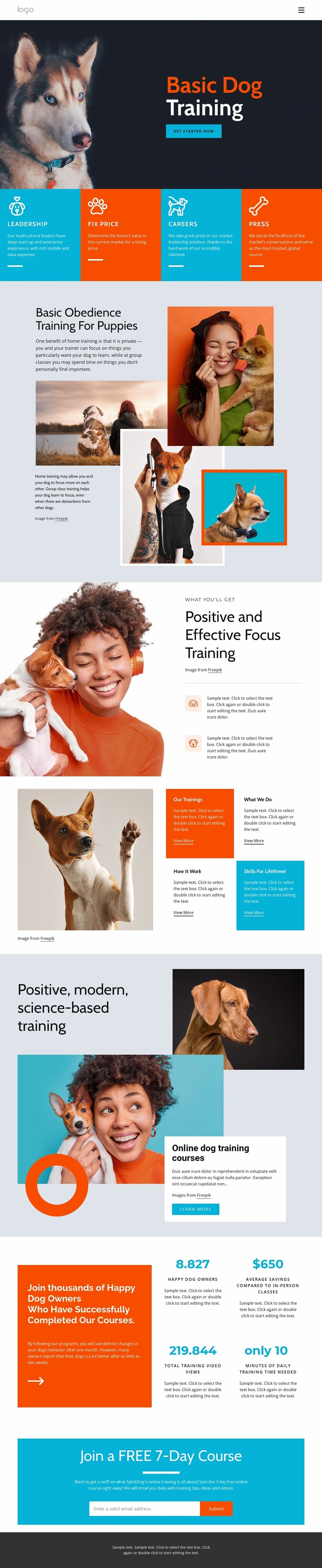 Dog training courses WordPress Website Builder
