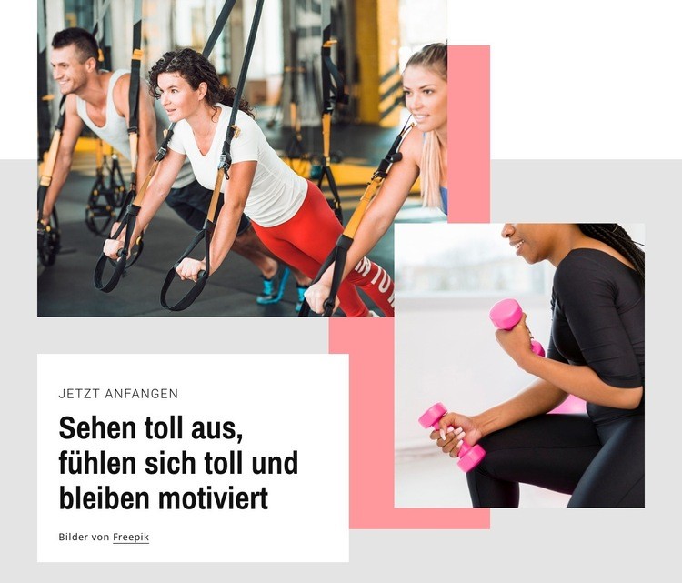 Sieh toll aus und bleib motiviert Landing Page