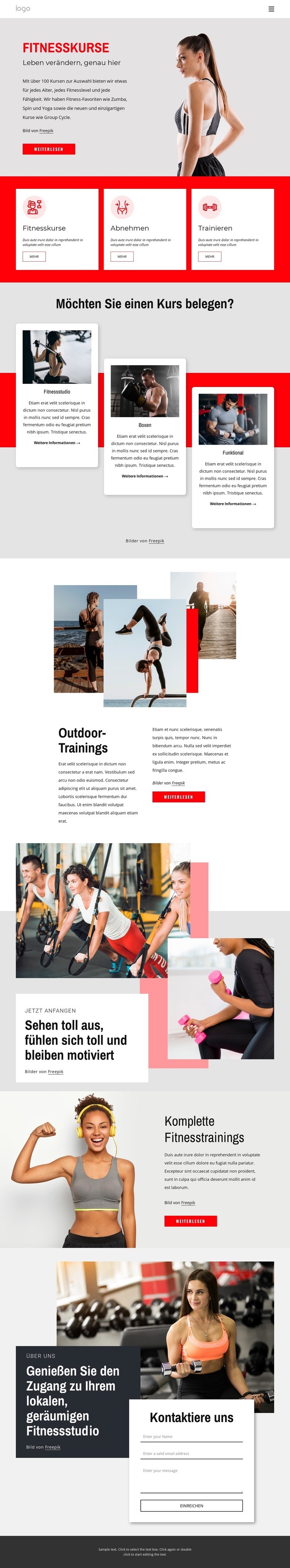 Vollspektrum-Fitnessstudio Landing Page