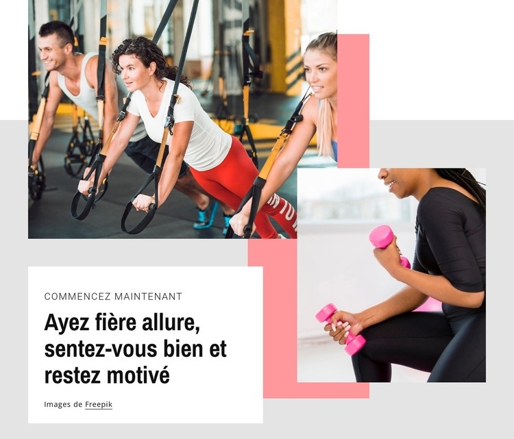 Ayez fière allure et restez motivé Maquette de site Web