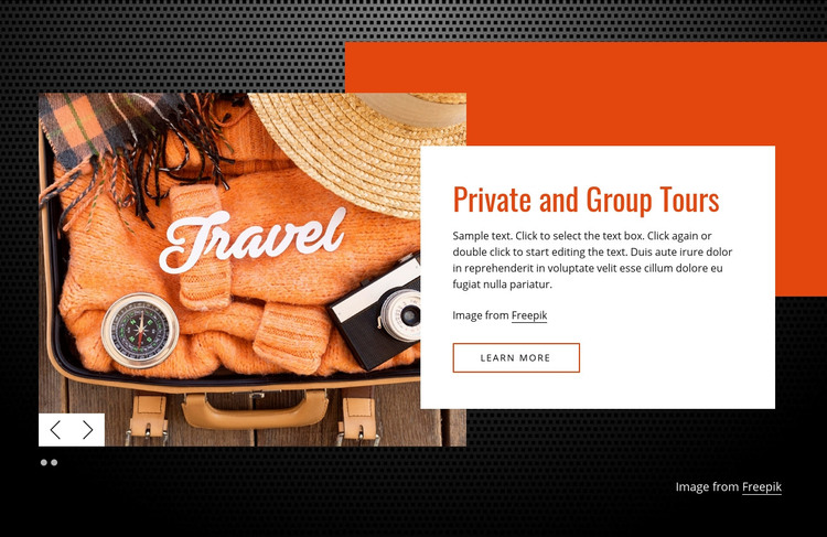 Private and group tours Homepage Design
