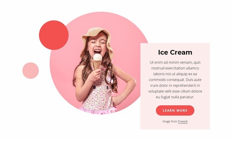 Ice cream,  and frozen treats Homepage Design