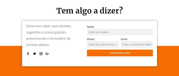 Tem algo a dizer Maquete do site