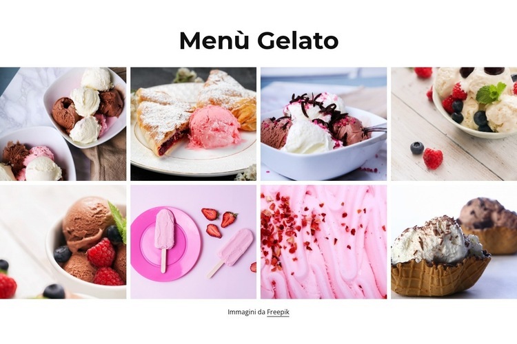 Menù gelato Pagina di destinazione