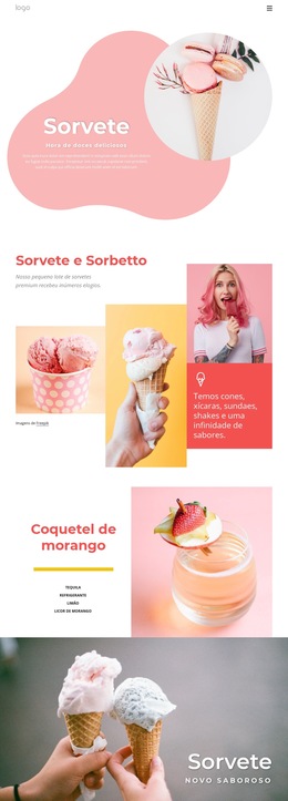 Sorvete E Iogurte Congelado - Modelo De Site Simples