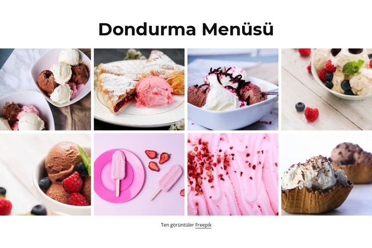 dondurma menüsü Web Sitesi Mockup'ı