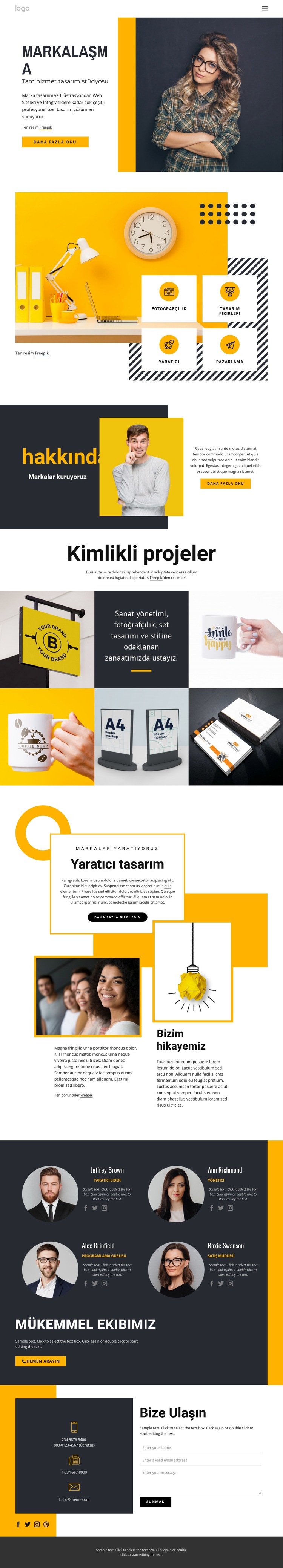 Tam hizmet tasarım stüdyosu Web Sitesi Mockup'ı