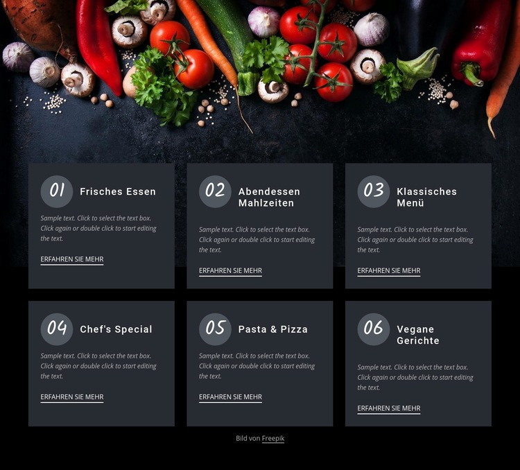 Frisches Essen Cafe HTML Website Builder