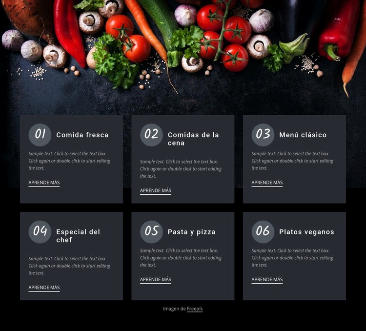 Café de comida fresca Maqueta de sitio web