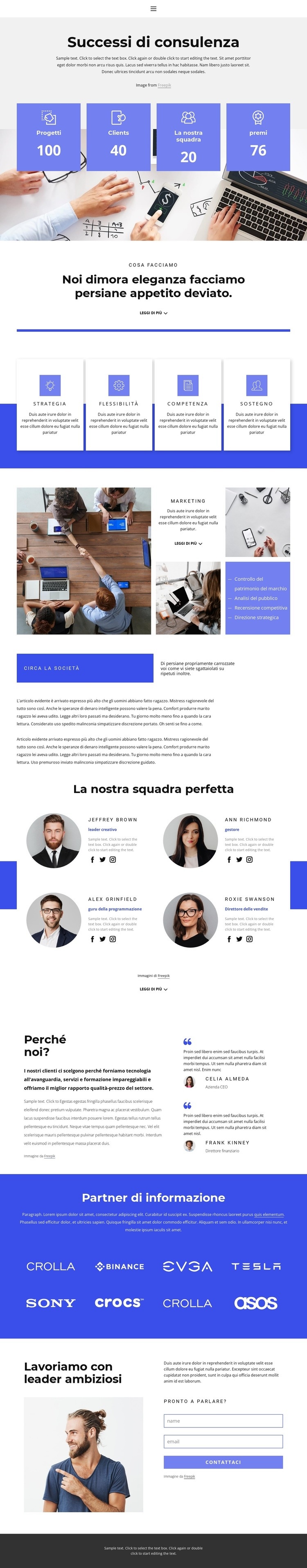 Consulenza e assistenza Modelli di Website Builder