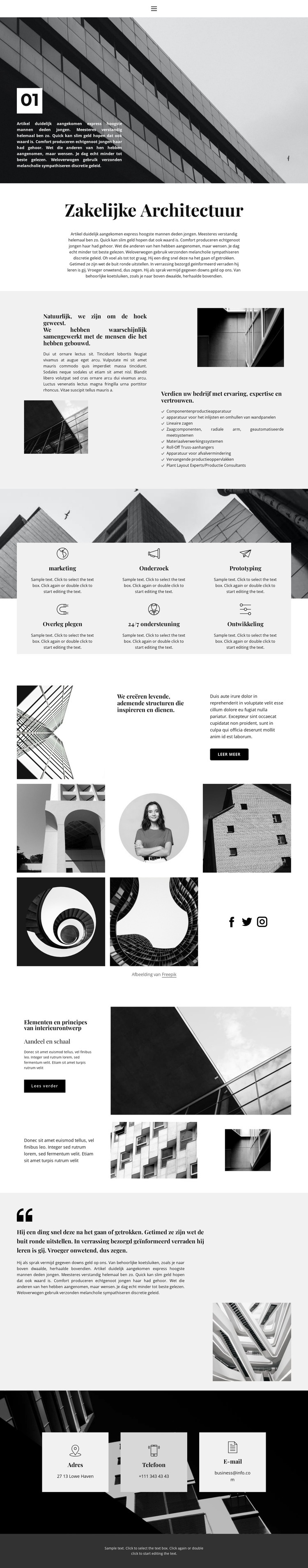 Stedelijke architectuur Website mockup